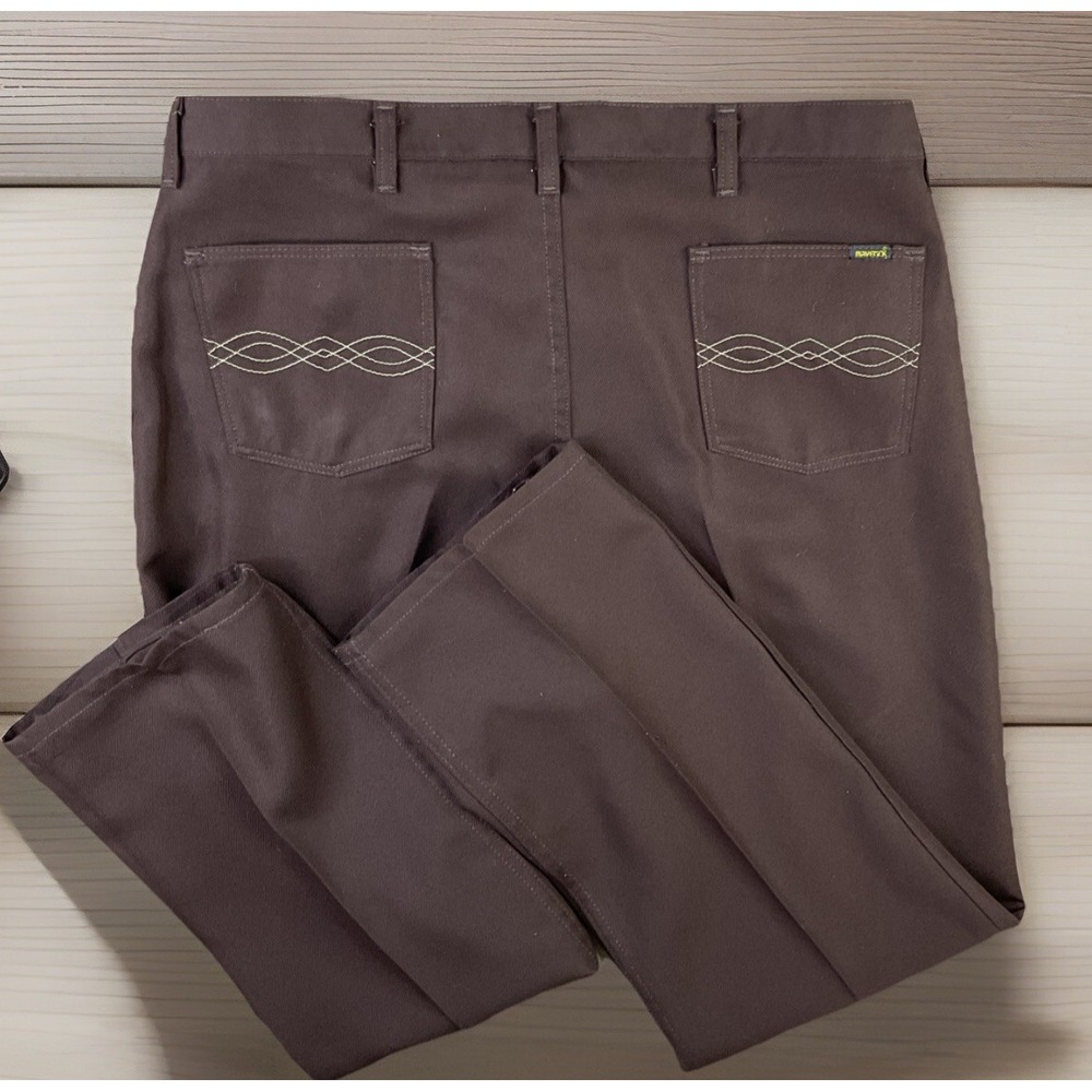 Vintage Maverick Pants Western Rodeo 80s Polyester Brown‎ Made In USA Men 38x32